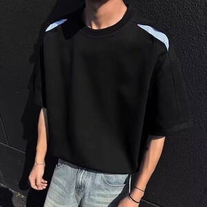 [003]假两件短袖T恤男宽松百搭休闲半袖体恤衣服A079-D920-P28图片