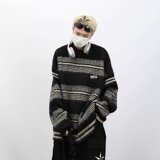 【网59】25条纹套头针织衫宽松百搭休闲毛衣刺绣A079-754-P41，男装针织衫/毛衣，电商A079