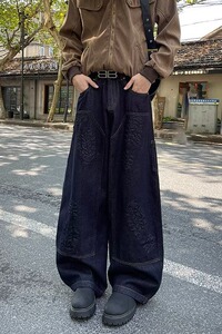 【网76】做旧微喇牛仔裤拖地阔腿长裤A079-A711-P58图片
