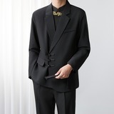 【网45】新中式黑色盘扣西装外套风中山装A079-W33-P60，男装西服套装，电商A079