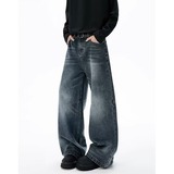 【85】牛仔裤男款2025春秋季新复古做旧宽松直筒裤A079-K648-P51，男装牛仔裤，电商A079