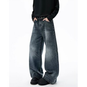 【85】牛仔裤男款2025春秋季新复古做旧宽松直筒裤A079-K648-P51,男装牛仔裤,电商A079