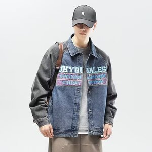 【网145】刺绣牛仔外套男装潮牌宽松A079-Y8011-P44图片