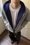 【283】5新款连帽卫衣开衫男女撞色情侣帽衫外套A079-WY01-P49，女装短外套，电商A079