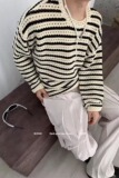【146】镂空条纹针织衫圆领长袖软糯舒适毛衣A079-594-P29，男装针织衫/毛衣，电商A079