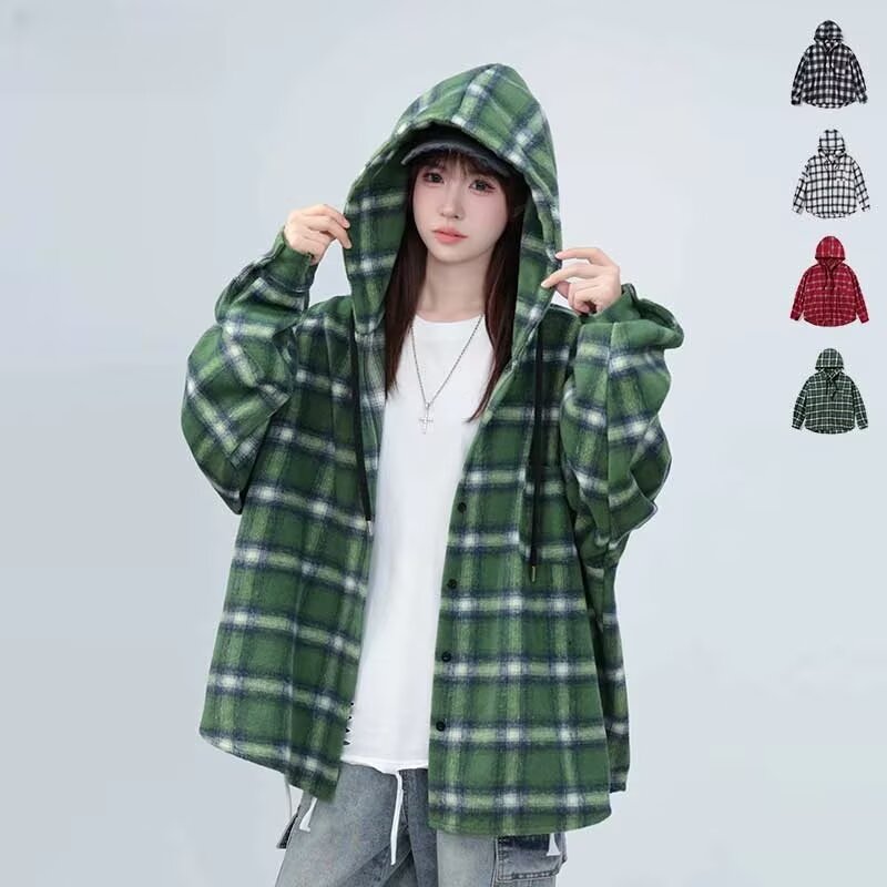 【网图有货14】25磨毛格子衬衫长袖情侣款A079-RS126-P49,男装衬衫,电商A079