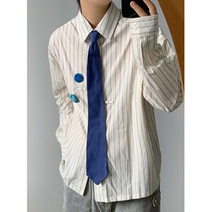 [006] 胸章条纹衬衫男宽松休闲百搭长袖衬衣外套 A079-S421-P50图片