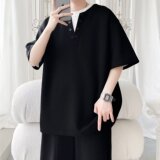 [003]假两件半袖夏撞色拼接体恤潮牌圆领短袖T恤男A079-S231-P28，男装T恤，电商A079