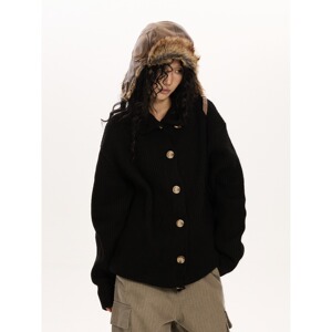 【网5】2秋冬老钱风纽扣立领复古毛衣织外套潮A079-MY412-P54,男装针织衫/毛衣,电商A079