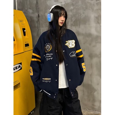 【123休闲】美式复古棒球服外套开衫卫衣A079-WY112-P66