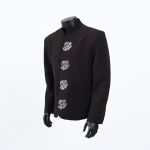 [001]立领黑色西装外套男烫钻花朵重工垫肩西服A079-XZ034-P65图片