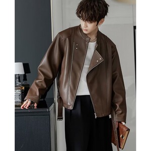 [001]休闲短款皮衣外套男款宽松立领皮夹克A079-J783-P80图片