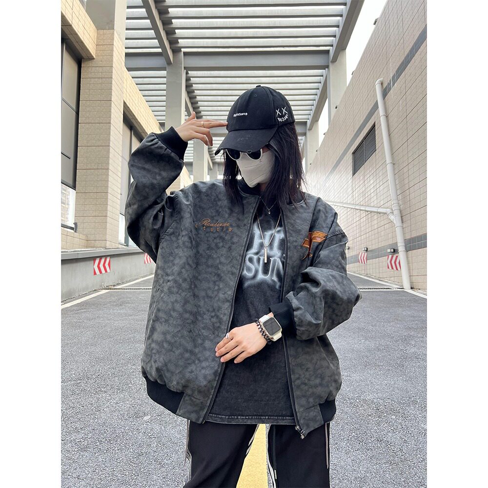 【网77】字母刺绣棒球服夹克男嘻哈宽松小众高街外套A079-G90-P49,男装夹克,电商A079