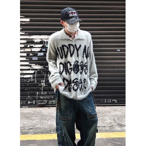 【7】仿貂毛字母毛衣男女宽松针织衫情侣上衣A079-MY9539-P54,男装针织衫/毛衣,电商A079