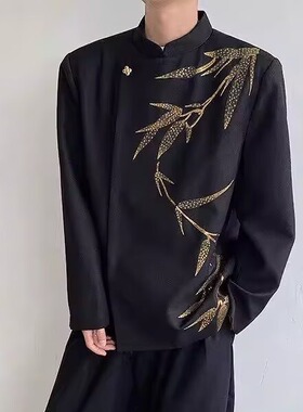 [001]男衣服立领中山装金竹刺绣礼服西装外套A079-XZ331-P69