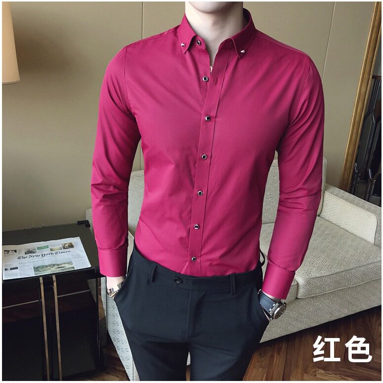 [006]男士衬衫长袖白衬衣钻扣商务百搭寸衫A079-ZC01-P39,男装衬衫,电商A079