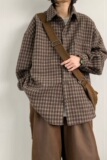 【网21】条格衬衫休闲宽松形长袖外套上衣古着衬衣A079-J20-P39，男装衬衫，电商A079