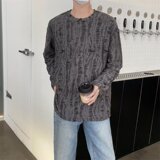 【网59】25圆领破洞长袖男女复古做旧宽松上衣T恤A079-695-P28，男装T恤，电商A079