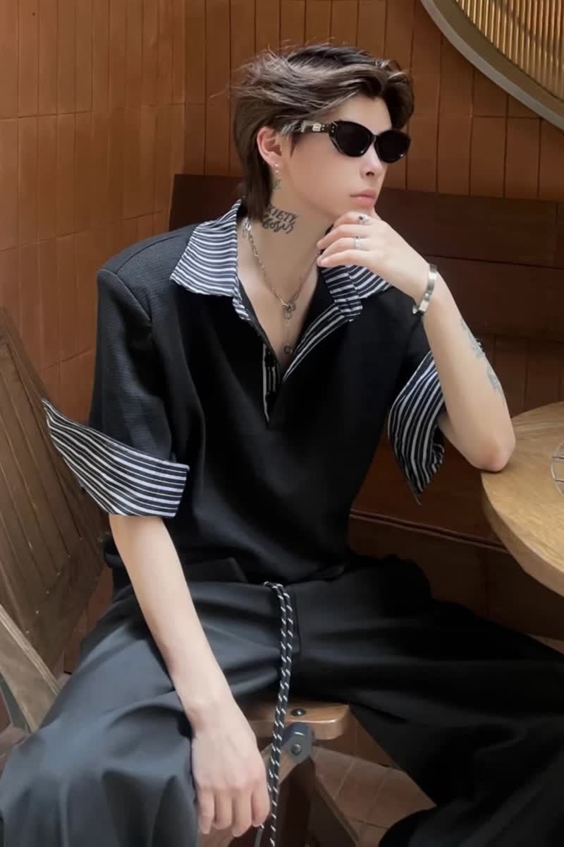 [003]休闲假两件polo衫短袖男宽松潮牌夏季半袖T恤A079-S234-P35,男装T恤,电商A079