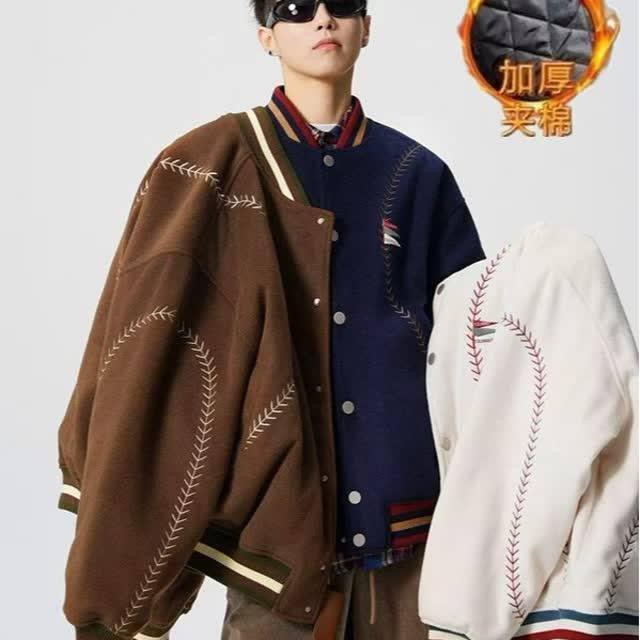 【001】25加绒加厚刺绣棒球服A079-夹克情侣外套A079-M667-P77,男装夹克,电商A079