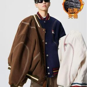 【001】25加绒加厚刺绣棒球服A079-夹克情侣外套A079-M667-P77图片
