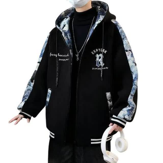 【网160】5松休闲夹克青少年超大码开衫卫衣A079-WY007-P62-65,男装夹克,电商A079