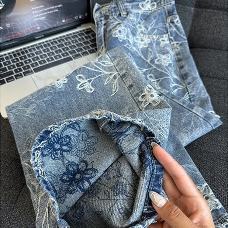 【网62】复古蓝提花水洗做旧牛仔裤A079-V8801-P40,男装牛仔裤,电商A079