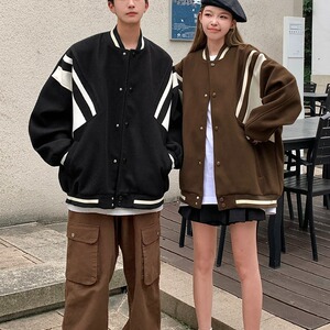 拼接飞行员夹克外套男女装高街潮牌运动棒球服宽松休闲图片