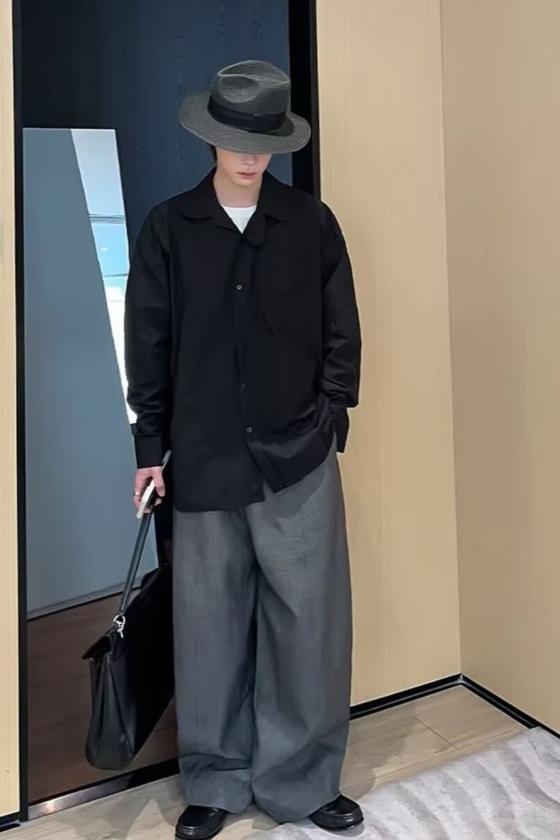 【256】2025宽松长袖外套潮流休闲百搭白衬衣A079-CS209-P34,男装衬衫,电商A079