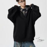 【004】假两件衬衫领卫衣男韩系时尚宽松A079-HY07-P47，男装衬衫，电商A079