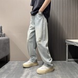 【212】破洞牛仔裤男宽松直筒阔腿休闲长裤潮流A079-N650-P47，男装牛仔裤，电商A079