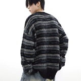 【001】5条纹提花圆领毛衣秋冬潮牌新款百搭针织A079-MY35-P47，男装针织衫/毛衣，电商A079