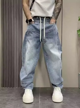 【279】水洗牛仔裤2025春季潮流宽松直筒休闲长裤A079-K8810-P49