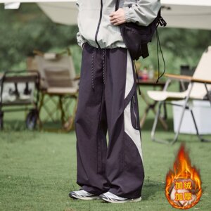 【235】拼色运动休闲裤男女宽松加绒直筒长裤A079-K2201-P43图片
