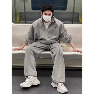 【网6】可二开立领垫肩卫衣外套男运动长裤套装A079-106-P85图片