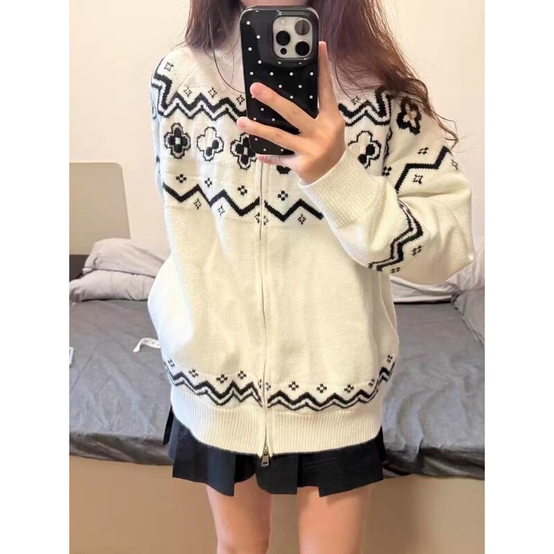 【7】开衫立领毛衣男女同款秋冬季针织外套A079-9575-P58，男装针织衫/毛衣，电商A079