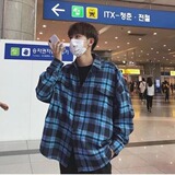 【网59】彩虹格子衬衫男长袖宽松A079-C76-P30，男装衬衫，电商A079