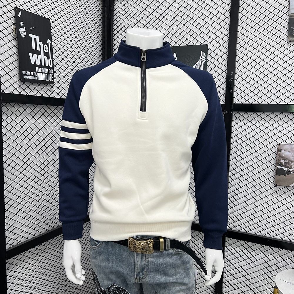 【网49】百搭撞色半拉链立领卫衣A079-W124-P38,男装卫衣,电商A079