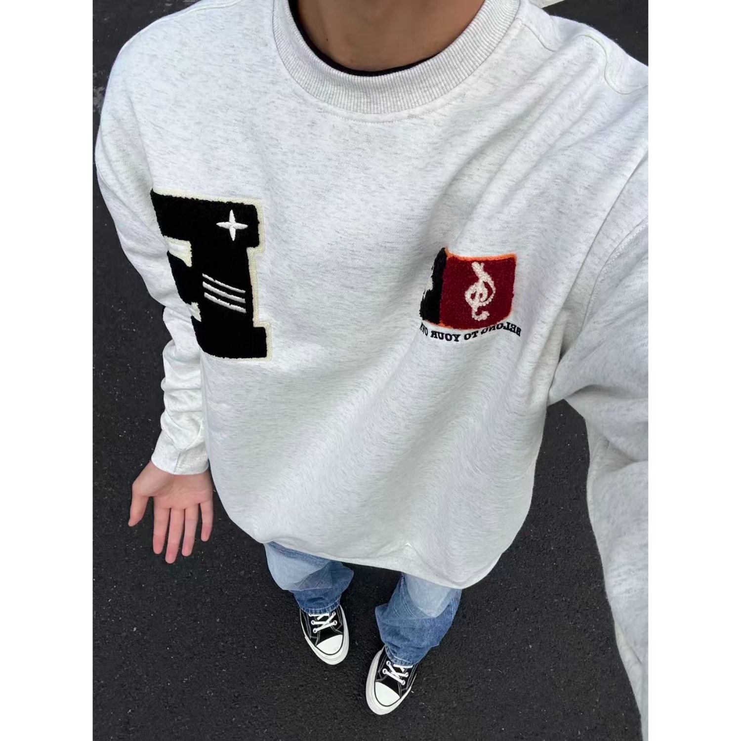 【199】圆领卫衣男毛巾绣新款宽松休闲外套A079-T1096加绒-P50，女装短外套，电商A079