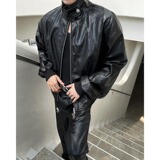 【77】休闲皮立领垫肩机车服夹克男装A079-PJK48-P64，男装夹克，电商A079