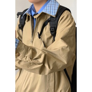 【079】撞色格子拼接假两件外套夹克飞行服外套A079-JK902-P60