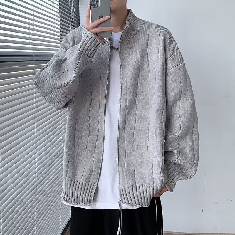 【001】立领针织开衫外套男士冬宽松休闲毛衣A079-M5003-P55，男装针织衫/毛衣，电商A079