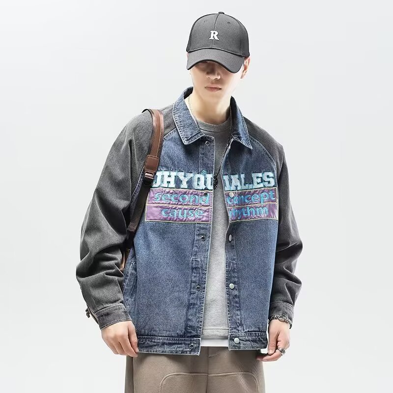 【网145】2025刺绣牛仔外套男装潮牌宽松A079-Y8011-P44,男装工装外套,电商A079