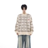 【001】5条纹提花圆领毛衣秋冬潮牌新款百搭针织A079-MY35-P47，男装针织衫/毛衣，电商A079