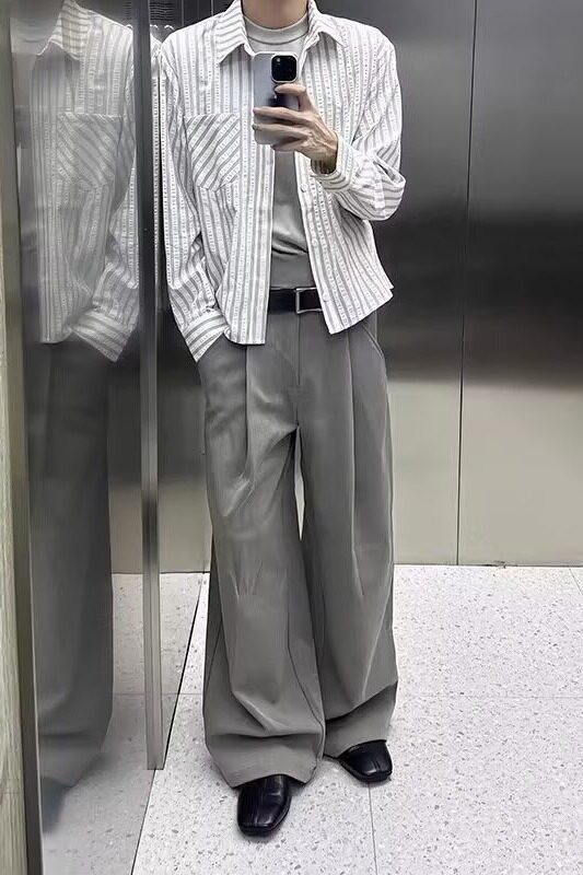 【65】竖条纹衬衫男宽松休闲长袖衬衣潮A079-CS591-P39,男装衬衫,电商A079