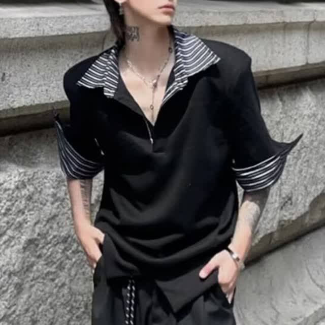 [003]休闲假两件polo衫短袖男宽松潮牌夏季半袖T恤A079-S234-P35,男装T恤,电商A079
