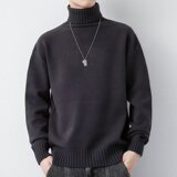 【网86】可翻领高领毛衣男士冬季加绒加厚针织衫男A079-Y254-P45，男装针织衫/毛衣，电商A079