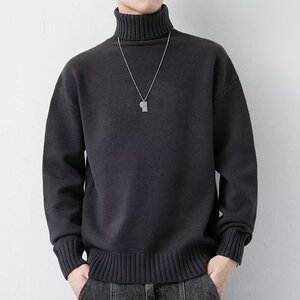 【网86】可翻领高领毛衣男士冬季加绒加厚针织衫男A079-Y254-P45图片