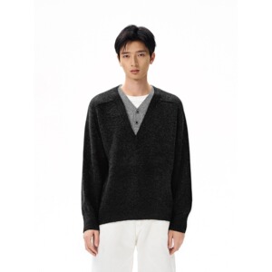 【网13】秋冬款情侣假两件针织衫男装外套A079-M5346-P60图片