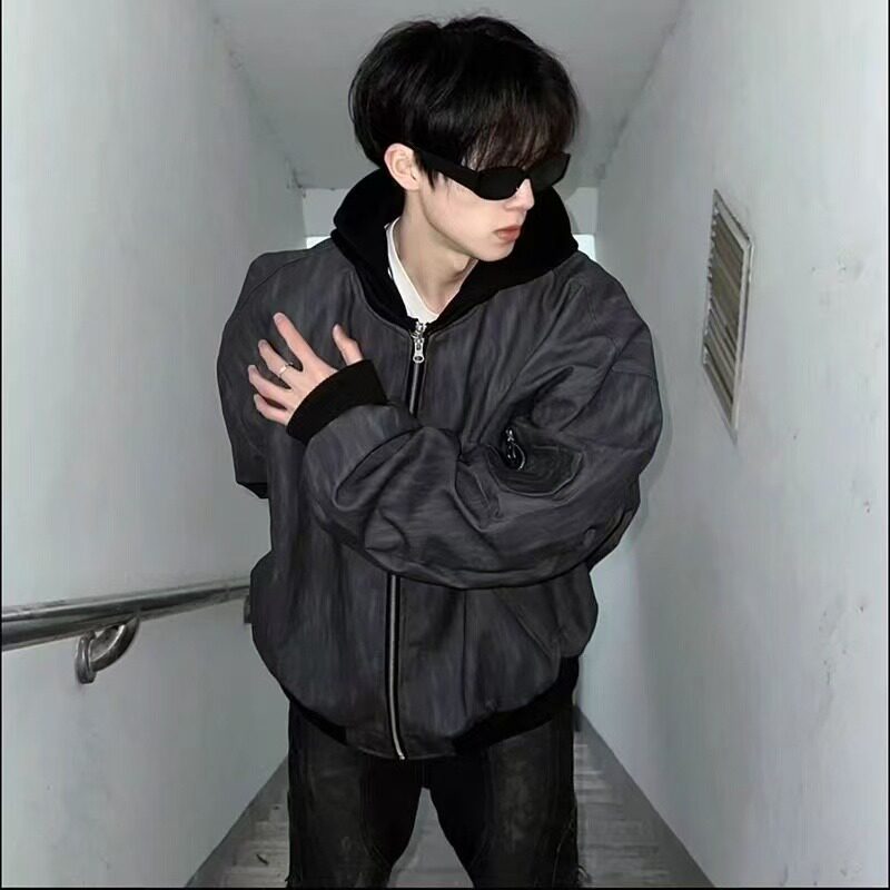 【174】夹克男日系休闲长袖假两件男士百搭A079-G1565-P69,男装夹克,电商A079